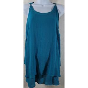 Worthington Woman Polynesian Blue Sleeveless Top 2X Plus New With Tag Flowy Soft